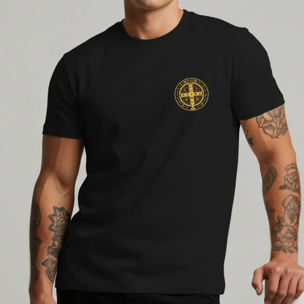 COMPRE 1 LEVE 3 – Camiseta Religiosa Medalha de São Bento A Cruz Sagrada